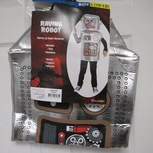 Silver Raving Robot 2pc Set Vest Headpiece Halloween Costume Boy Size 10-12 New